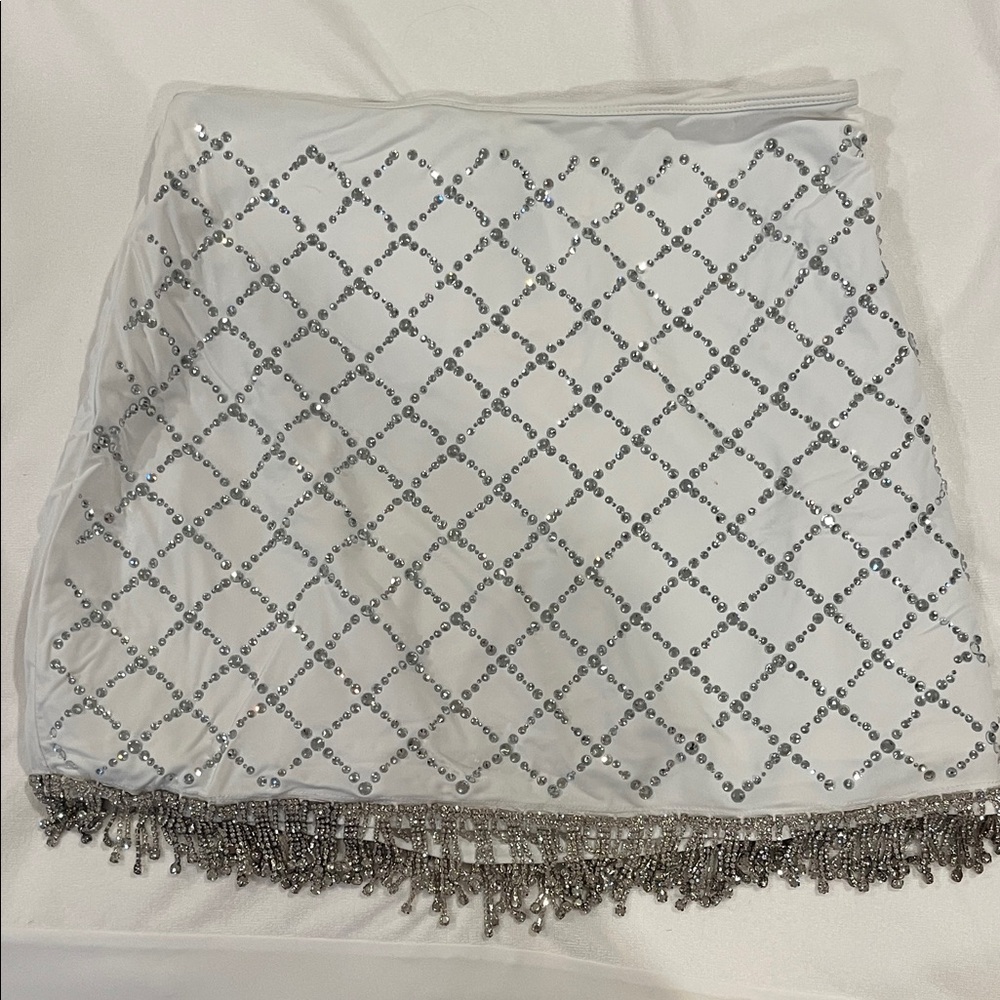 Beach Riot White and Silver Mini Skirt